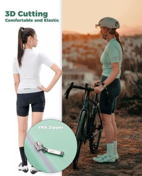 Preview: ROCKBROS | TVI Damen Radtrikot – Kurzarm Fahrradtrikot, atmungsaktive Sport-Shirts für den Sommer